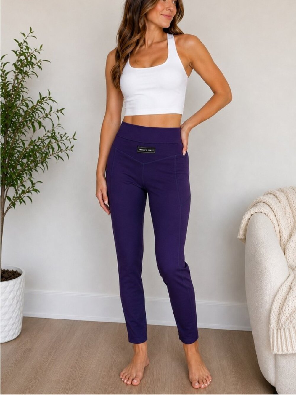 Savage X Fenty High-Waisted Pocket Leggings – Deep Plum